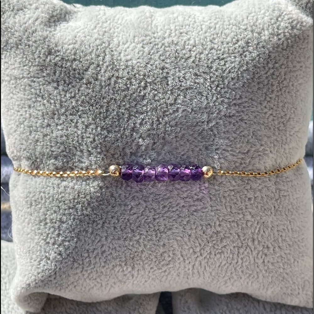 Amethyst and 14K Gold fill bracelet and clasp